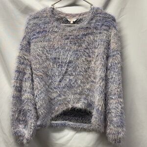 Candie's Fuzzy Women's Sweater - Gray and Purple